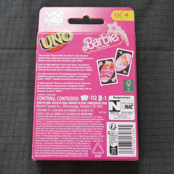 New BARBIE The Movie UNO Card Game Valentine's Day Gift Easter Basket Pink - Picture 5 of 5